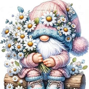 Cute Gnome with Flowers Diamond Art Kit